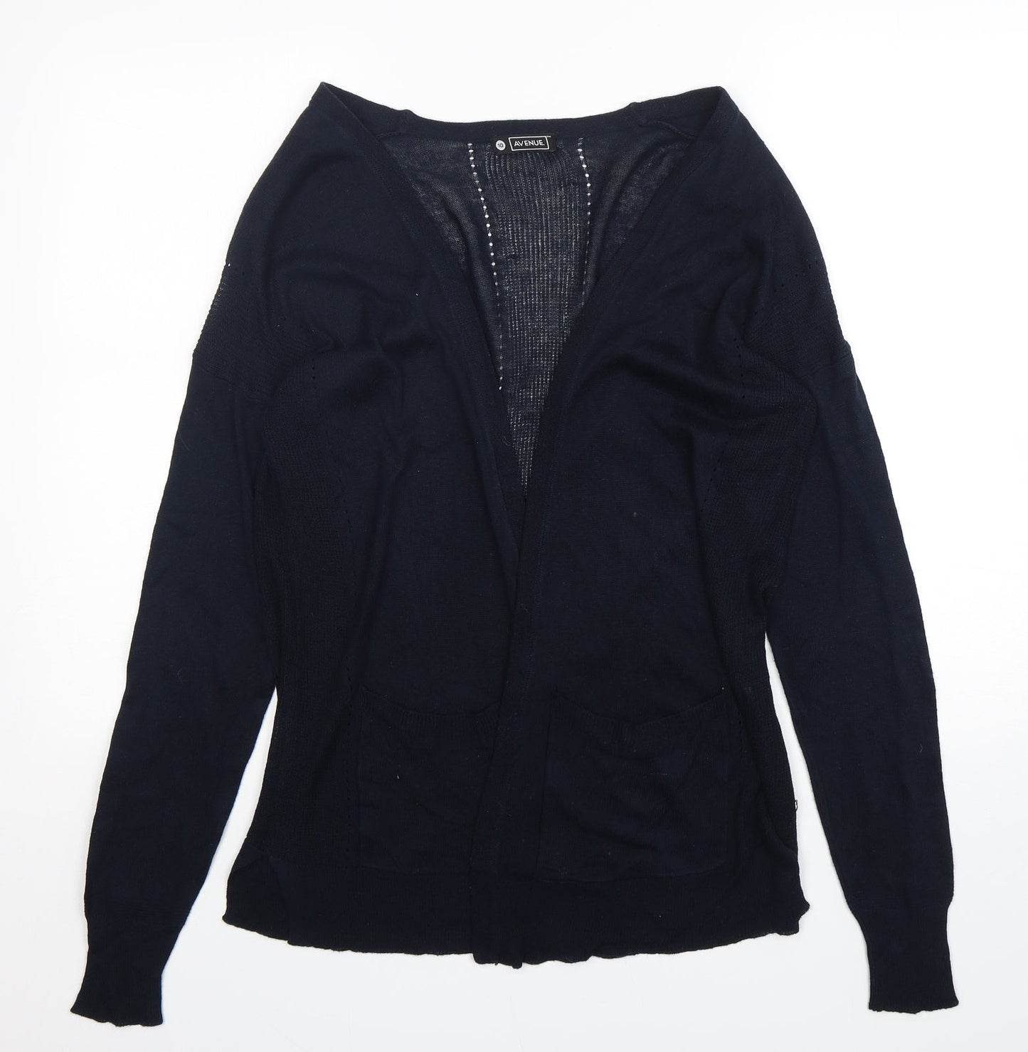 Avenue Womens Blue V-Neck  Polyester Cape Jumper Size 10