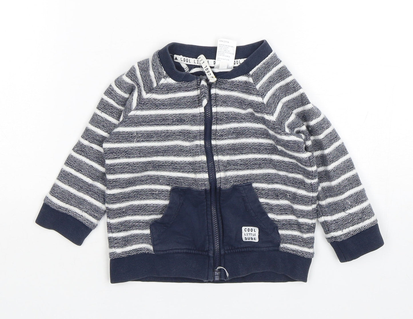 Anka Boys Blue Striped  Jacket  Size 12-18 Months   Zip