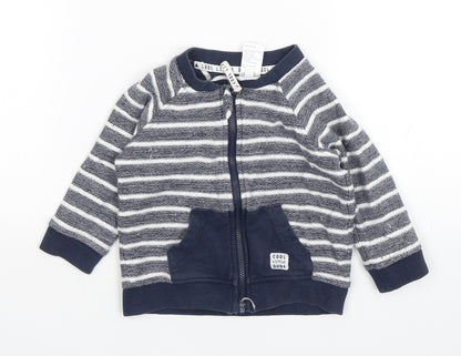 Anka Boys Blue Striped  Jacket  Size 12-18 Months   Zip