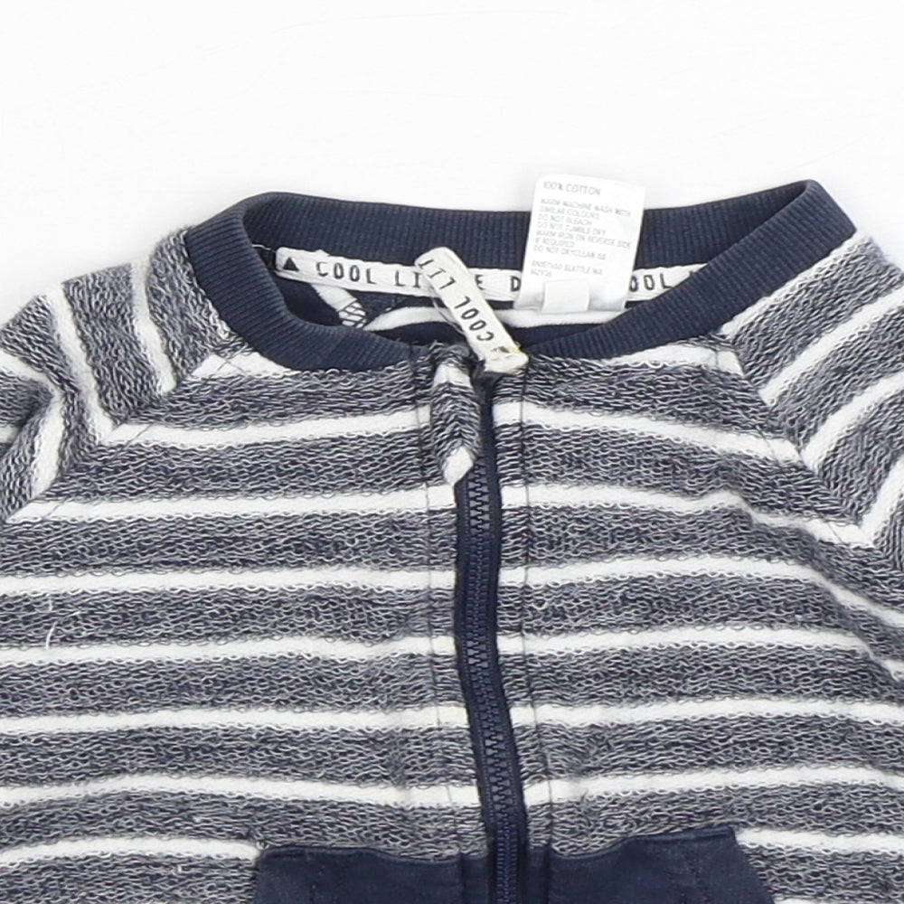 Anka Boys Blue Striped  Jacket  Size 12-18 Months   Zip