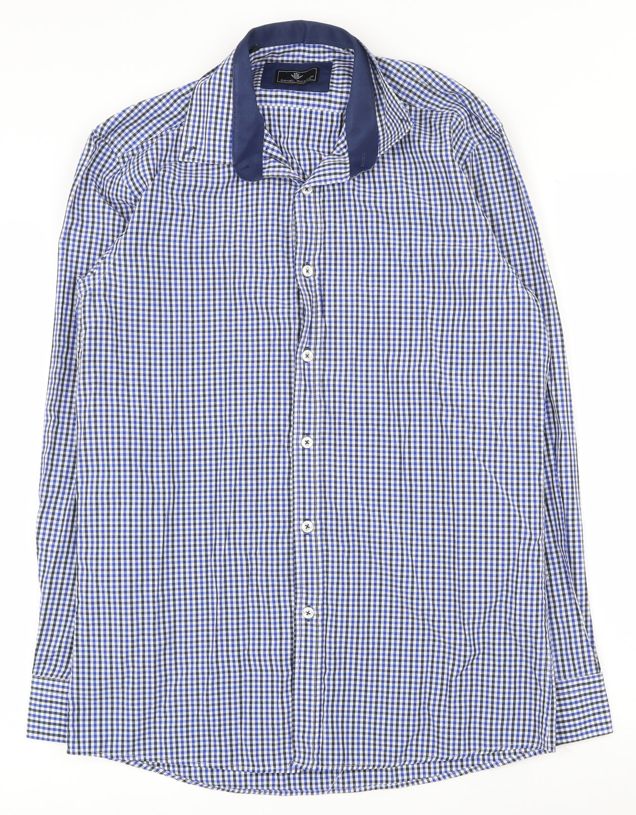 Mens UK Size M Daniel Rosso Blue  Button-Up Long Sleeve Casual Shirt