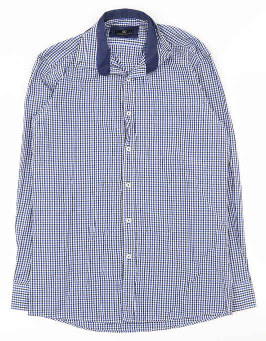Mens UK Size M Daniel Rosso Blue  Button-Up Long Sleeve Casual Shirt