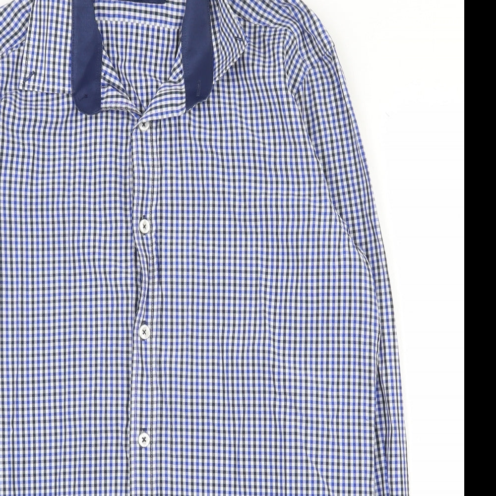 Mens UK Size M Daniel Rosso Blue  Button-Up Long Sleeve Casual Shirt