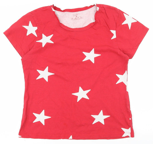 Primark Womens Red  100% Cotton Basic T-Shirt Size 10 Scoop Neck