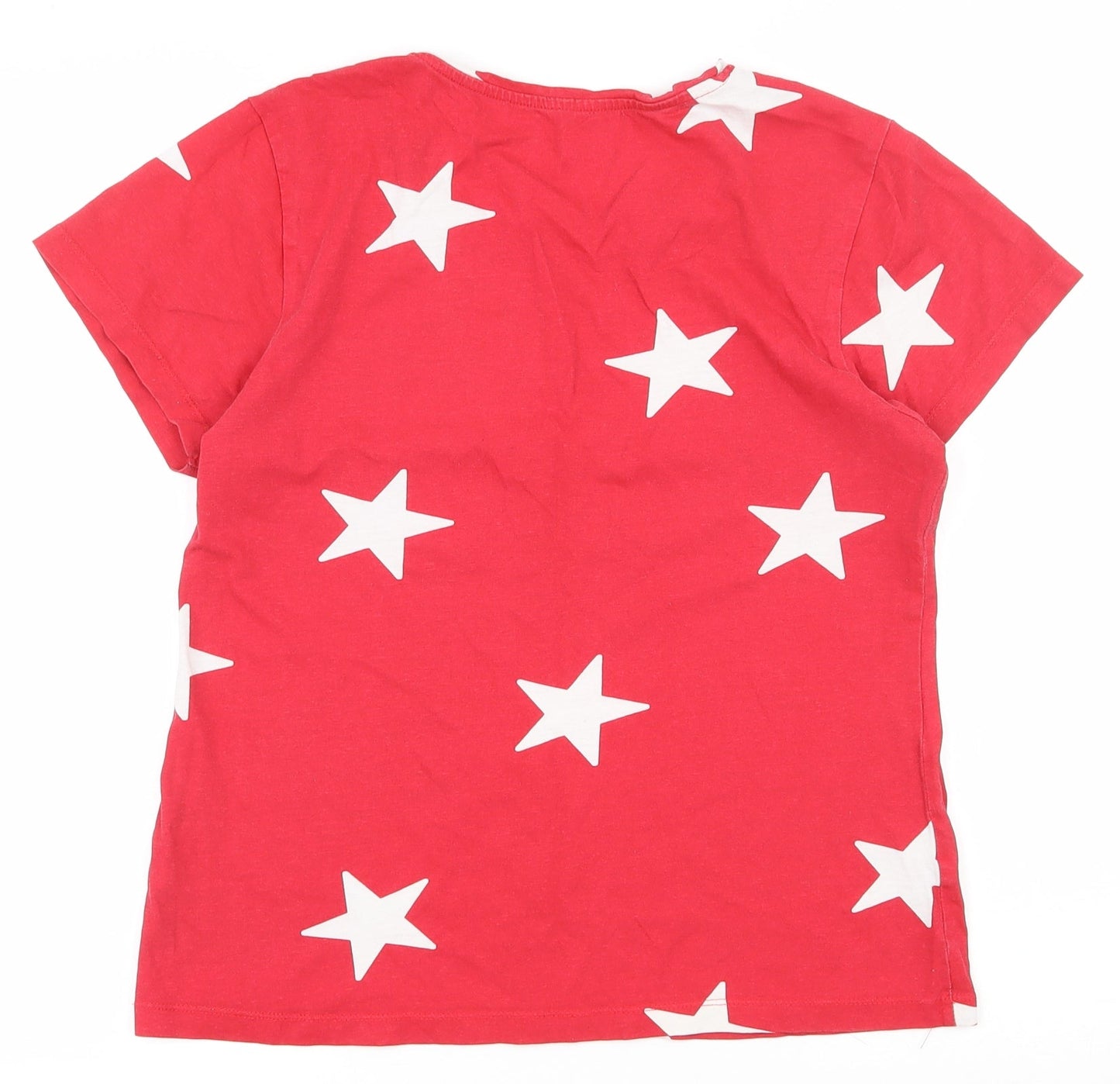 Primark Womens Red  100% Cotton Basic T-Shirt Size 10 Scoop Neck