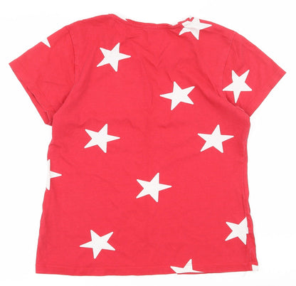 Primark Womens Red  100% Cotton Basic T-Shirt Size 10 Scoop Neck