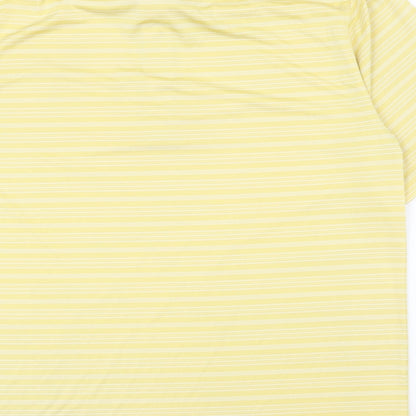 play dry Mens Yellow Striped Polyester  Polo Size L Collared Button