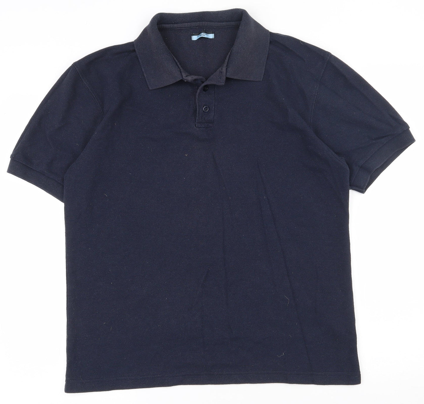 Dunnes Mens Blue  Cotton  Polo Size M Collared Button