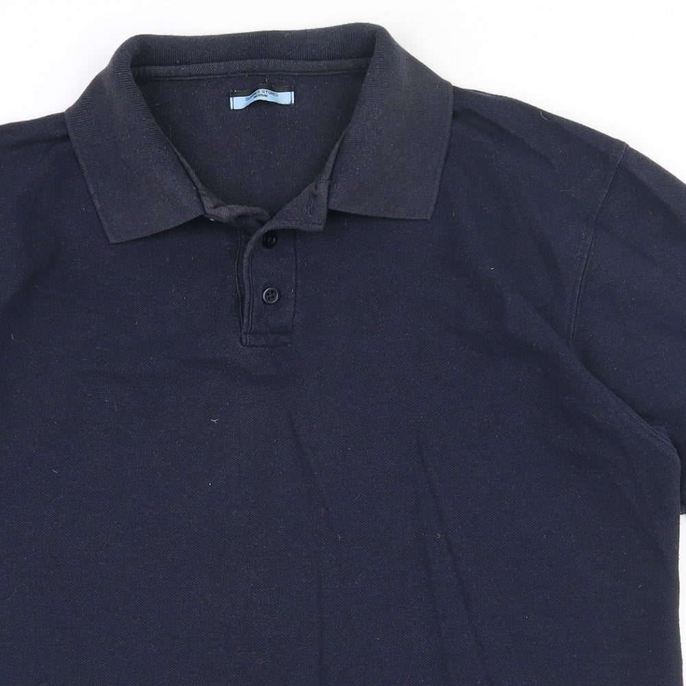 Dunnes Mens Blue  Cotton  Polo Size M Collared Button