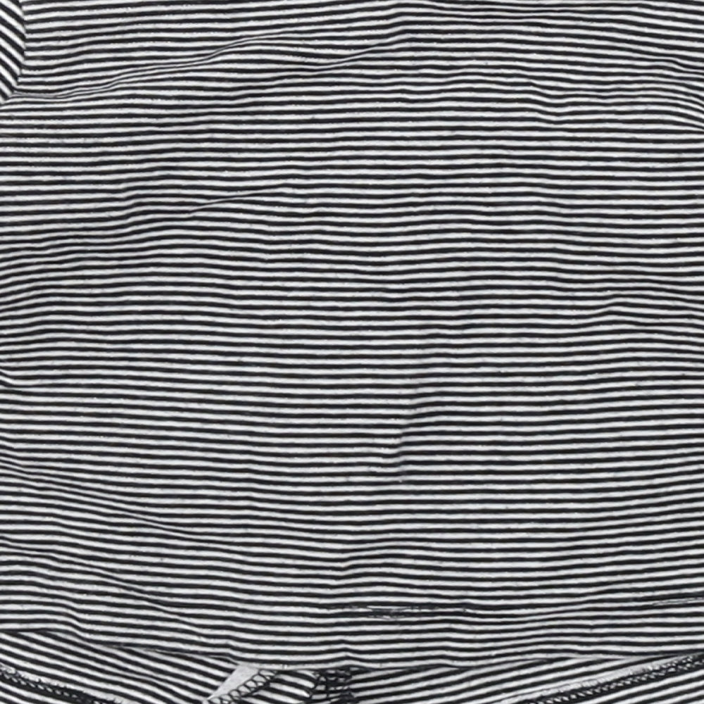 Carters Girls Black Striped 100% Cotton Basic T-Shirt Size 6-9 Months Round Neck Button