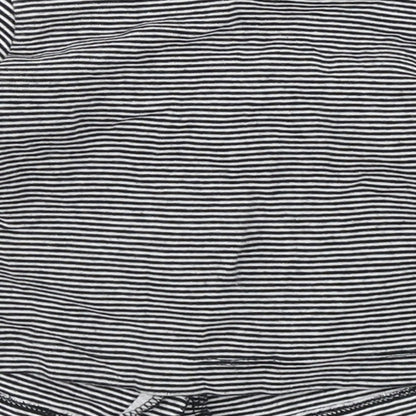 Carters Girls Black Striped 100% Cotton Basic T-Shirt Size 6-9 Months Round Neck Button