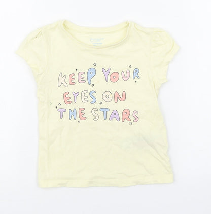 Primark Girls Yellow  100% Cotton Basic T-Shirt Size 18-24 Months Round Neck Pullover