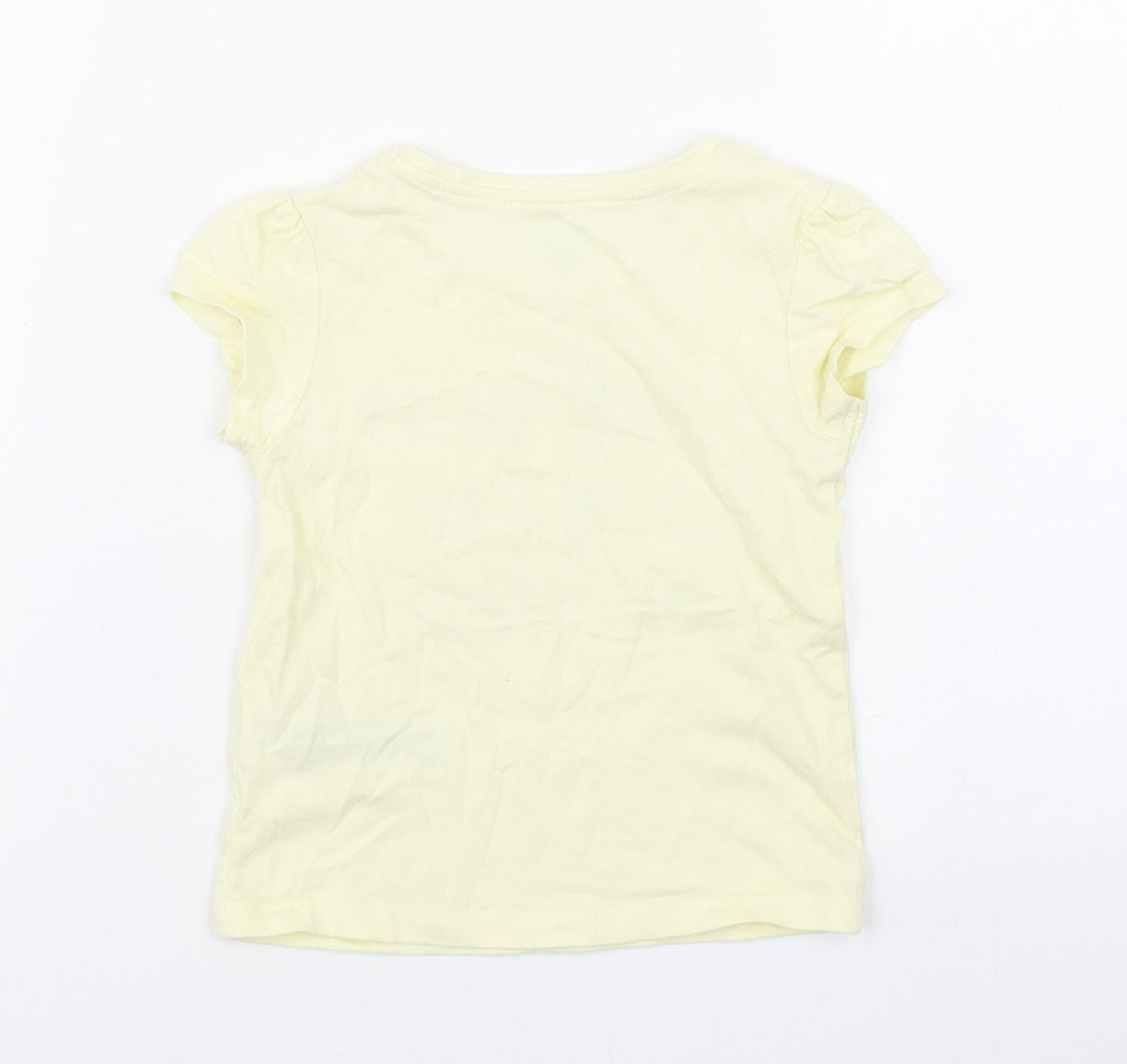Primark Girls Yellow  100% Cotton Basic T-Shirt Size 18-24 Months Round Neck Pullover