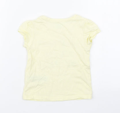 Primark Girls Yellow  100% Cotton Basic T-Shirt Size 18-24 Months Round Neck Pullover