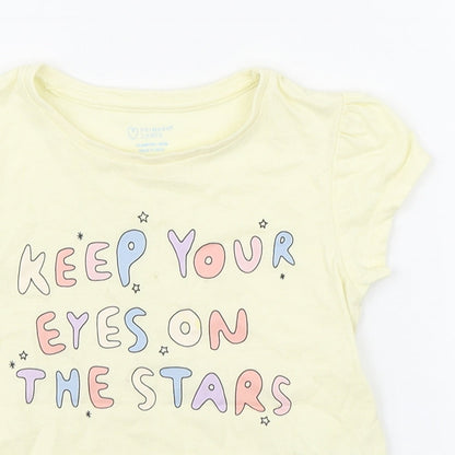Primark Girls Yellow  100% Cotton Basic T-Shirt Size 18-24 Months Round Neck Pullover