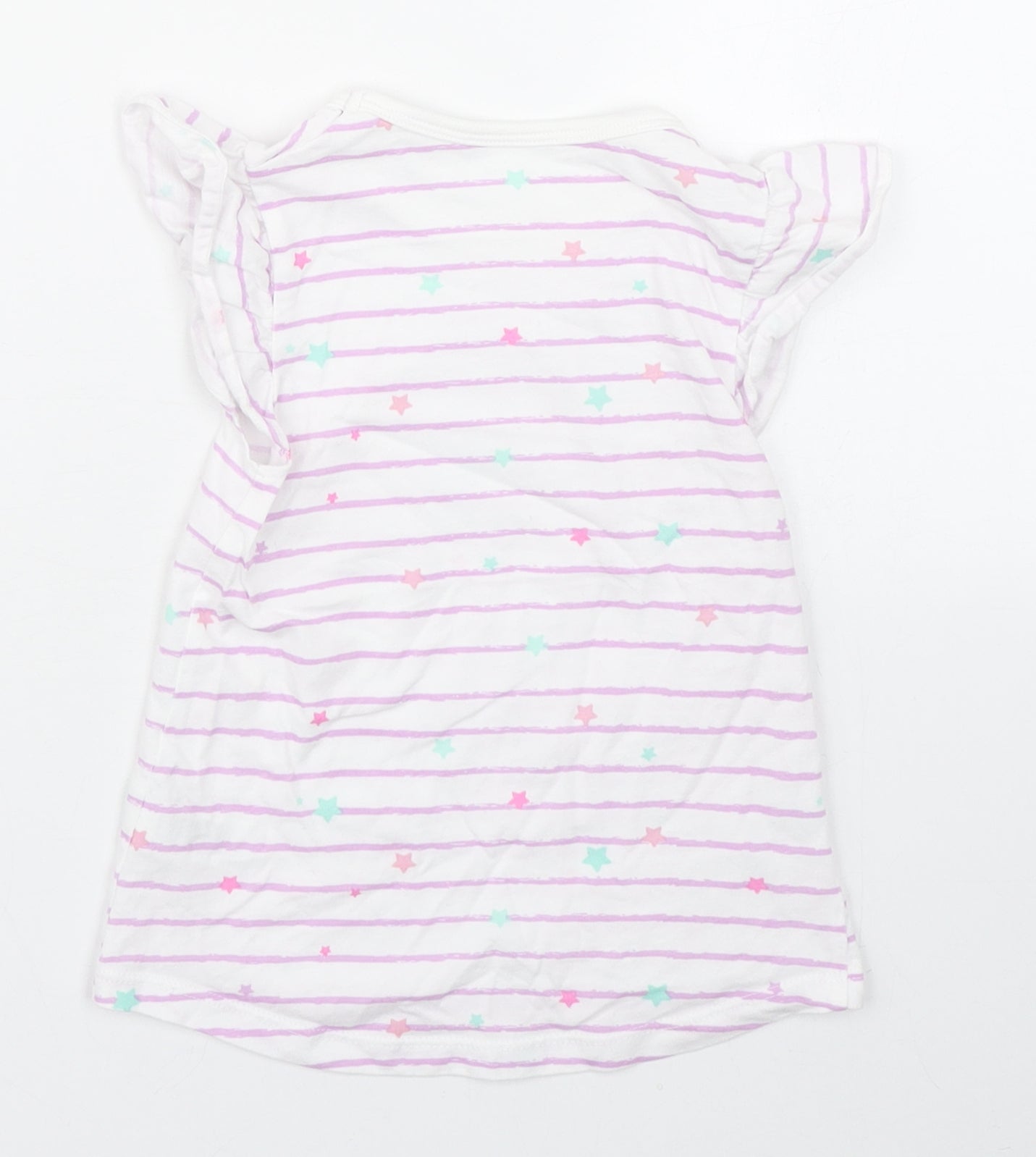 Dunnes Stores Girls Purple Striped 100% Cotton Basic T-Shirt Size 12-18 Months Round Neck Pullover