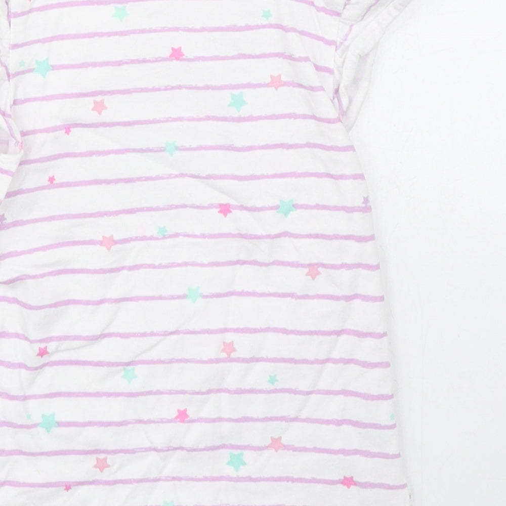 Dunnes Stores Girls Purple Striped 100% Cotton Basic T-Shirt Size 12-18 Months Round Neck Pullover