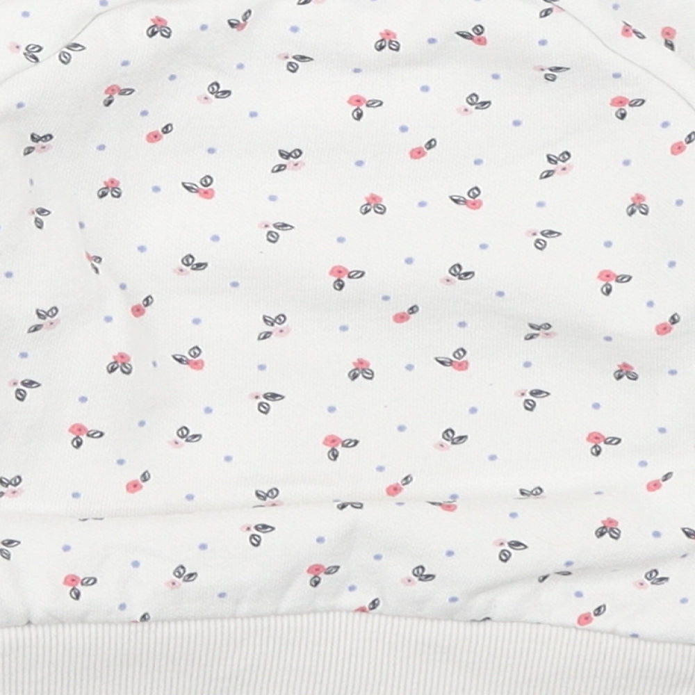 Primark Girls White Geometric Cotton Pullover Jumper Size 6-9 Months  Button