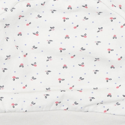 Primark Girls White Geometric Cotton Pullover Jumper Size 6-9 Months  Button