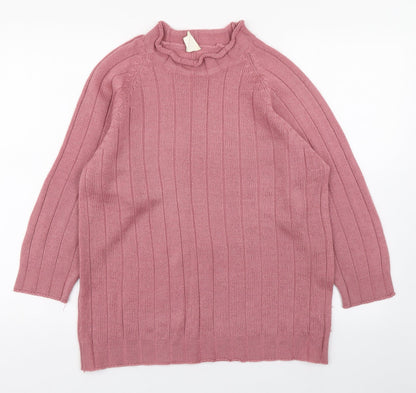 Casual Corner Womens Pink Round Neck  Acrylic Pullover Jumper Size 10