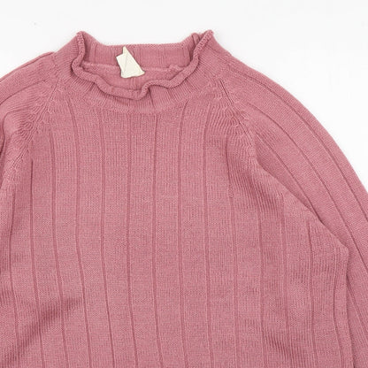 Casual Corner Womens Pink Round Neck  Acrylic Pullover Jumper Size 10