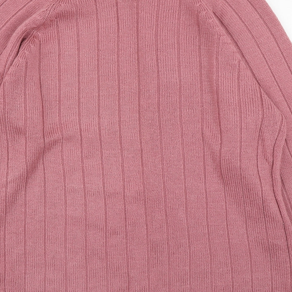 Casual Corner Womens Pink Round Neck  Acrylic Pullover Jumper Size 10