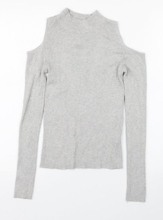 Primark Womens Grey Round Neck  Viscose Pullover Jumper Size 8