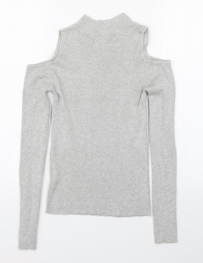 Primark Womens Grey Round Neck  Viscose Pullover Jumper Size 8