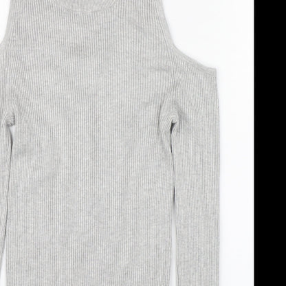 Primark Womens Grey Round Neck  Viscose Pullover Jumper Size 8