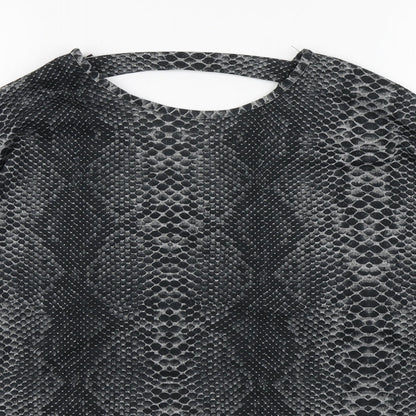 Quiz Womens Grey Animal Print Polyester Basic T-Shirt Size 12 Round Neck