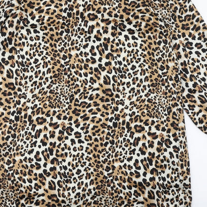 L'Atelier du Vin Womens Brown Animal Print Polyester A-Line  Size S  V-Neck Pullover