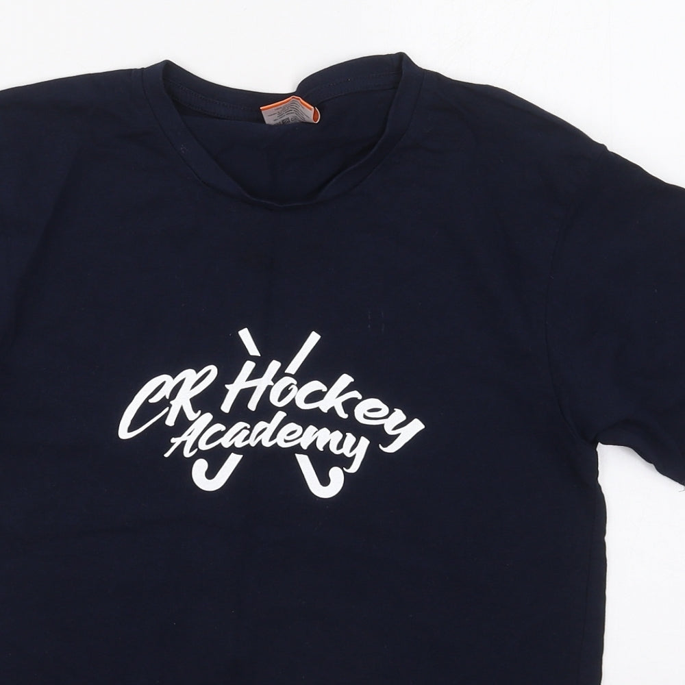 Uneek Boys Blue  Cotton Basic T-Shirt Size 11-12 Years Crew Neck Pullover - CR Hockey Academy