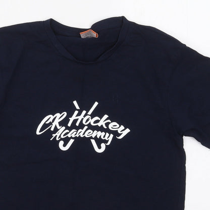 Uneek Boys Blue  Cotton Basic T-Shirt Size 11-12 Years Crew Neck Pullover - CR Hockey Academy