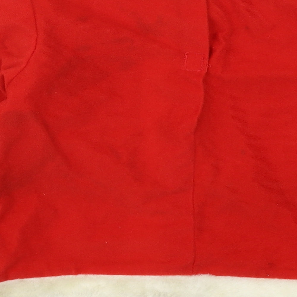 Preworn Boys Red  Polyester Basic T-Shirt Size 5-6 Years Crew Neck Pullover - Santa Fancy Dress Top