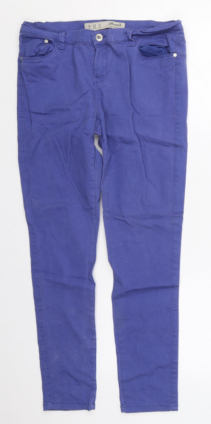 Denim Co Womens Blue  Cotton Skinny Jeans Size 14 L27 in Regular Button