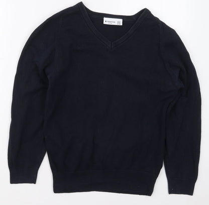 Trutex Mens Blue V-Neck  Cotton Pullover Jumper Size XS