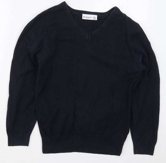Trutex Mens Blue V-Neck  Cotton Pullover Jumper Size XS