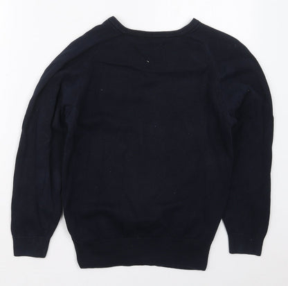 Trutex Mens Blue V-Neck  Cotton Pullover Jumper Size XS