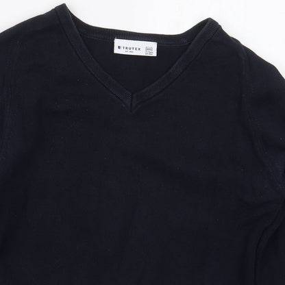 Trutex Mens Blue V-Neck  Cotton Pullover Jumper Size XS