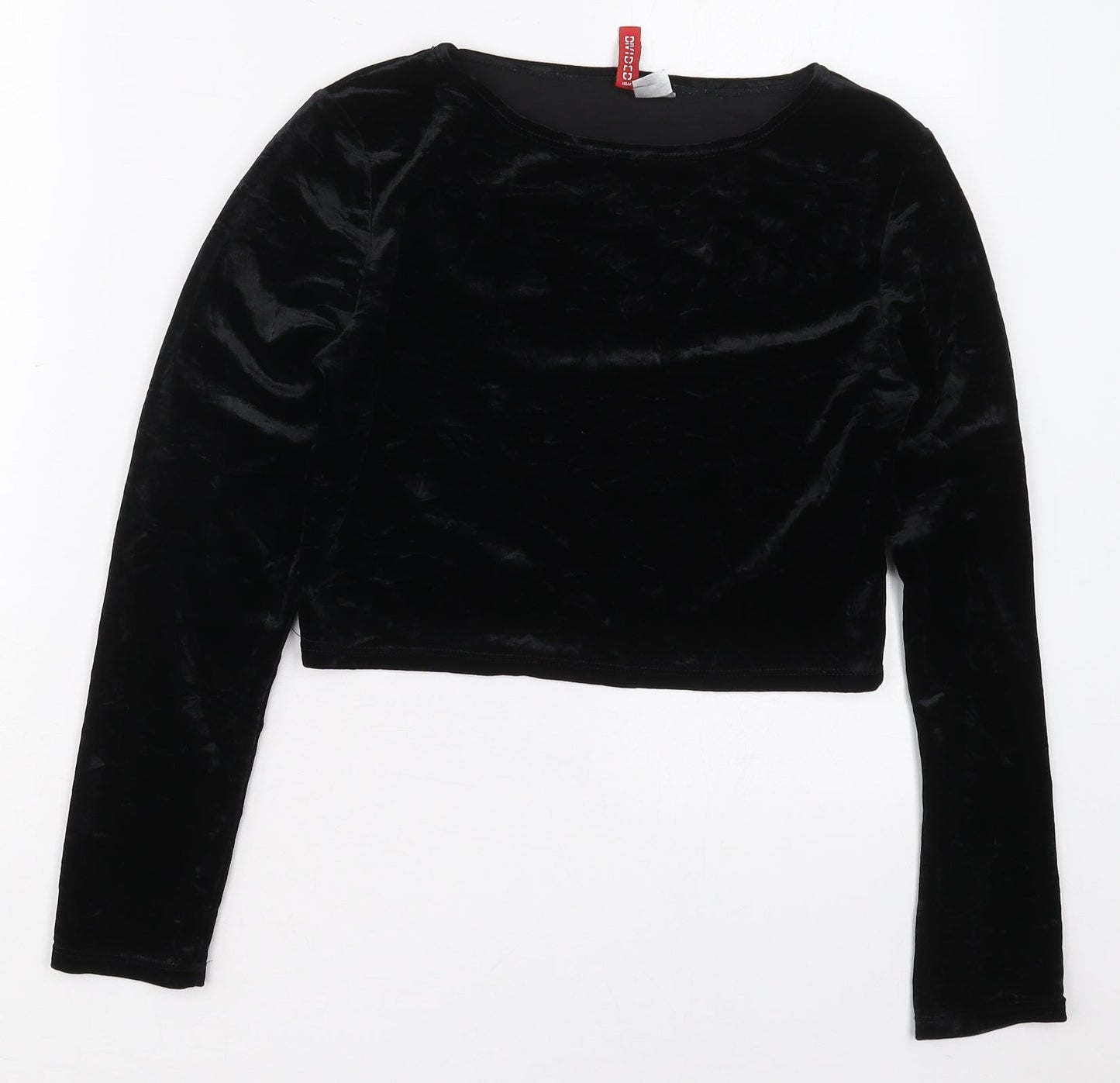 Womens UK Size M H&M Black Cropped T-Shirt