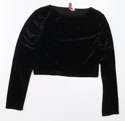 Womens UK Size M H&M Black Cropped T-Shirt