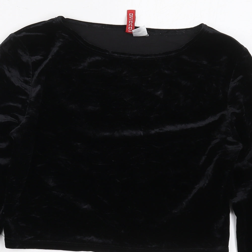 Womens UK Size M H&M Black Cropped T-Shirt