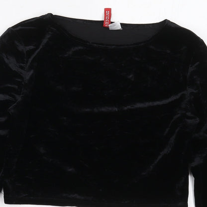 Womens UK Size M H&M Black Cropped T-Shirt