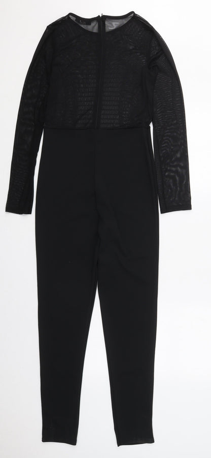 IX London Womens Black Striped Polyester Jumpsuit One-Piece Size 8 L27 in Zip