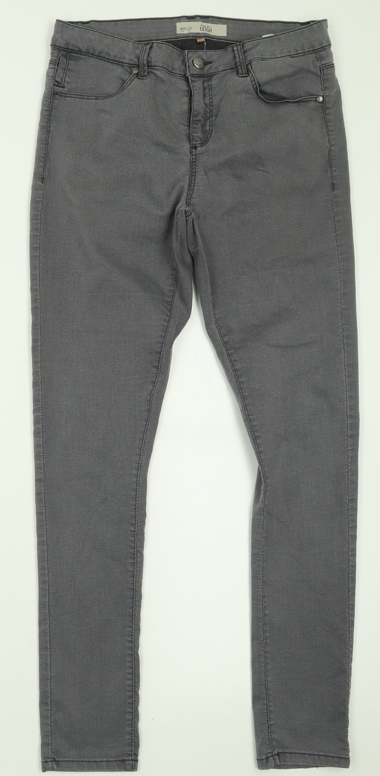 Topshop Womens Green  Cotton Skinny Jeans Size 30 in L30 in Regular Button