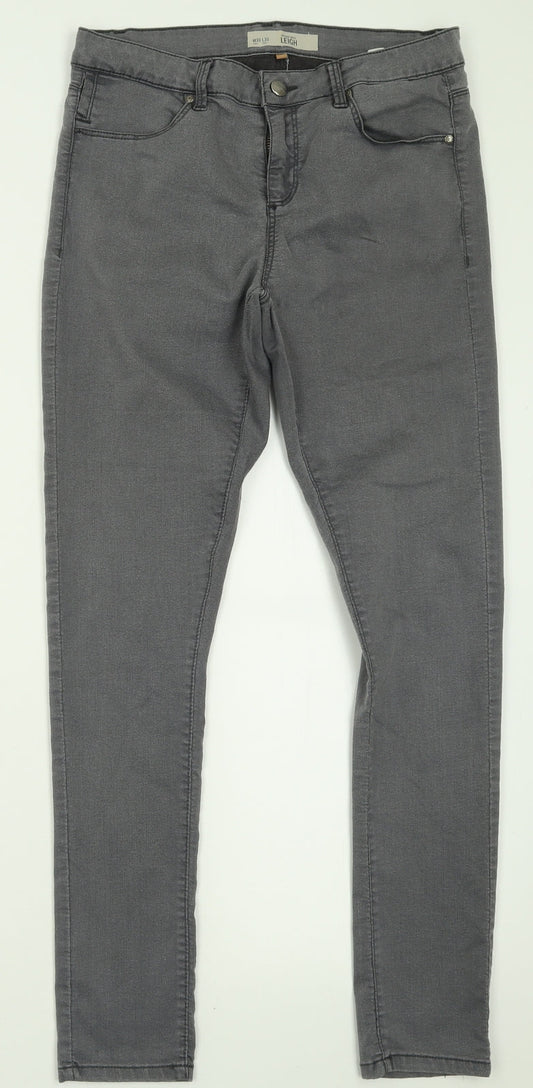 Topshop Womens Green  Cotton Skinny Jeans Size 30 in L30 in Regular Button