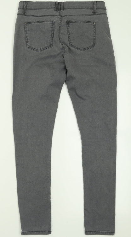 Topshop Womens Green  Cotton Skinny Jeans Size 30 in L30 in Regular Button