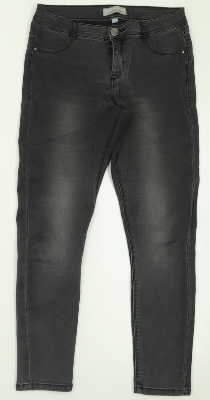 Dorothy Perkins Womens Grey  Cotton Skinny Jeans Size 12 L26 in Regular Button