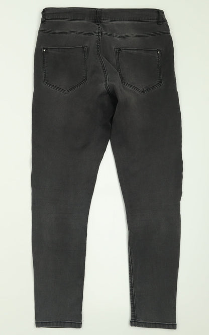 Dorothy Perkins Womens Grey  Cotton Skinny Jeans Size 12 L26 in Regular Button