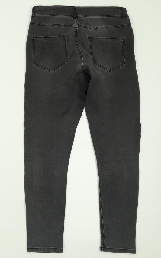 Dorothy Perkins Womens Grey  Cotton Skinny Jeans Size 12 L26 in Regular Button